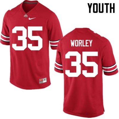 NCAA Ohio State Buckeyes Youth #35 Chris Worley Red Nike Football College Jersey HXD5045LT